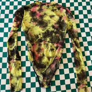 PrettyLittleThing Tie Dye Mock-neck Bodysuit